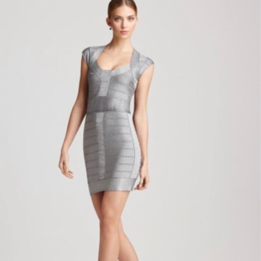 French Connection Sparkly Silver bandage dress - size 4